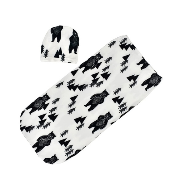 1set Newborn Infant Swaddle Blanket Wrap + Hat Baby Swaddling Sleeping Bag - Picture 3 of 5